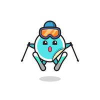 Pegatina personaje mascota como jugador de esquí vector