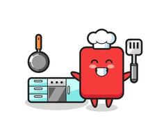 ilustración de personaje de tarjeta roja mientras un chef está cocinando vector