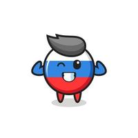 the muscular russia flag badge character is posing showing his muscles vector