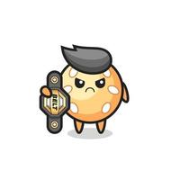 sesame ball mascot character as a MMA fighter with the champion belt vector