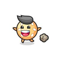 the happy sesame ball cartoon with running pose vector