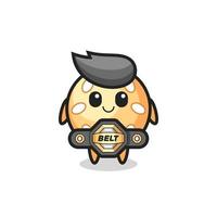 the MMA fighter sesame ball mascot with a belt vector
