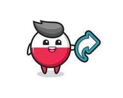 cute poland flag badge hold social media share symbol vector