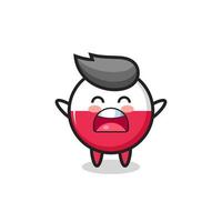 cute poland flag badge mascot with a yawn expression vector