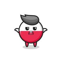 poland flag badge mascot character saying I do not know vector