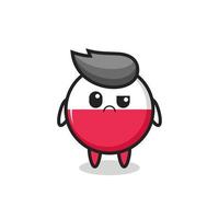 the mascot of the poland flag badge with sceptical face vector