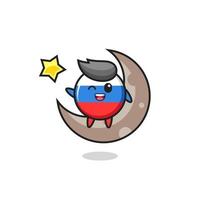 illustration of russia flag badge cartoon sitting on the half moon vector