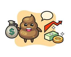 poop illustration cartoon holding money sack vector