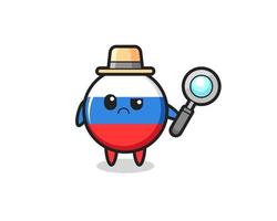 the mascot of cute russia flag badge as a detective vector