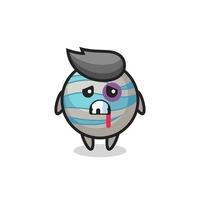 injured planet character with a bruised face vector