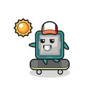 ilustración de personaje de procesador andar en patineta vector