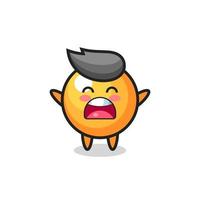 cute ping pong ball mascot with a yawn expression vector