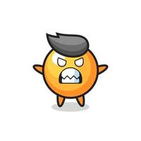 wrathful expression of the ping pong ball mascot character vector