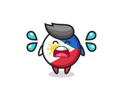 Filipinas bandera insignia ilustración de dibujos animados con gesto de llanto vector