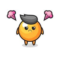 annoyed expression of the cute ping pong ball cartoon character vector