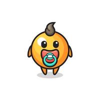personaje de dibujos animados de pelota de ping pong de bebé con chupete vector