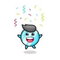 happy mirror mascot jumping for congratulation with colour confetti vector