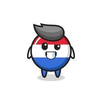 cute netherlands flag badge mascot with an optimistic face vector