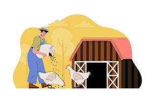 Poultry farming concept for website and mobile site vector