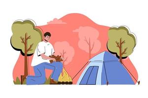 Rest at nature concept for website and mobile site vector