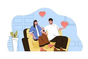 concepto de noche romántica para sitio web y sitio móvil vector