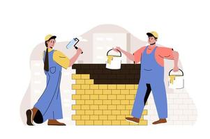 Construction team concept for website and mobile site vector