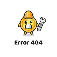 error 404 con la mascota de la medalla linda vector