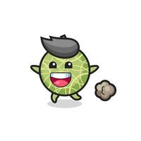 the happy melon fruit cartoon with running pose vector