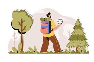 campaña en el concepto de bosque para sitio web y sitio móvil vector