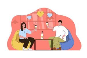 Romantic dinner concept for website and mobile site vector