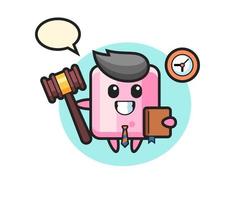 Mascot cartoon of marshmallow as a judge vector