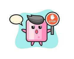 marshmallow character illustration holding a stop sign vector