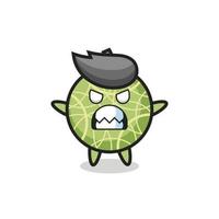 wrathful expression of the melon fruit mascot character vector