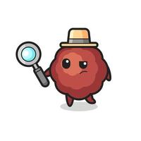 meatball detective character is analyzing a case vector