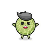melon fruit mascot character saying I do not know vector