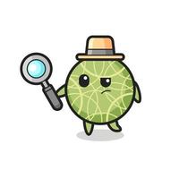 personaje de detective de fruta de melón está analizando un caso vector