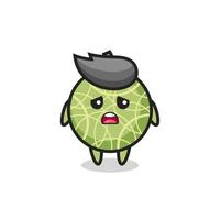 disappointed expression of the melon fruit cartoon vector