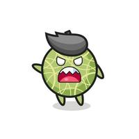 cute melon fruit cartoon in a very angry pose vector