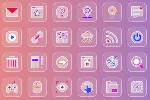 Website UI web glassmorphic icons set vector