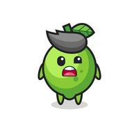 the shocked face of the cute lime mascot vector