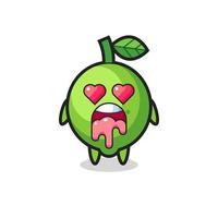 the falling in love expression of a cute lime with heart shaped eyes vector