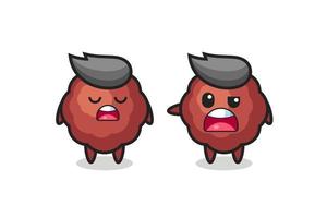 illustration of the argue between two cute meatball characters vector