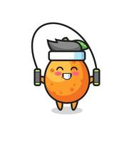 kumquat character cartoon with skipping rope vector