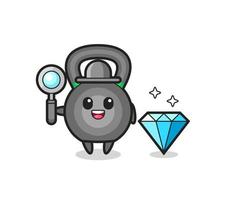 Illustration of kettlebell character with a diamond vector