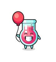 laboratory beaker mascot illustration is playing balloon vector