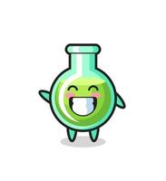 personaje de dibujos animados de vasos de laboratorio haciendo gesto de mano vector