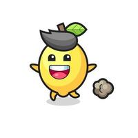 the happy lemon cartoon with running pose vector