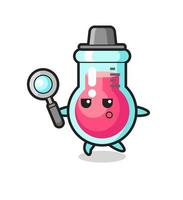 laboratory beaker cartoon character searching with a magnifying glass vector