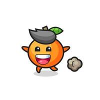 the happy mandarin orange cartoon with running pose vector