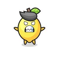 wrathful expression of the lemon mascot character vector